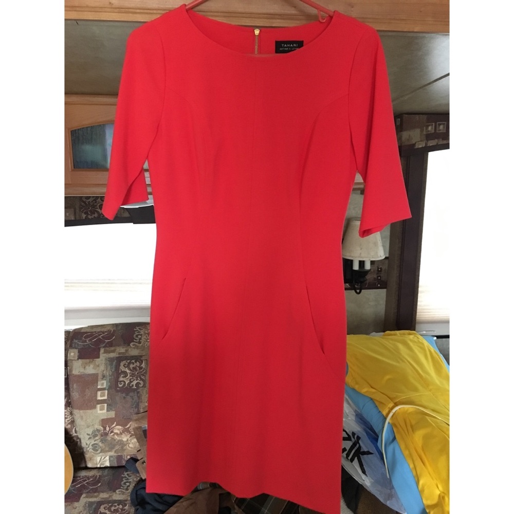Tahari Coral Pink Dress with Pockets